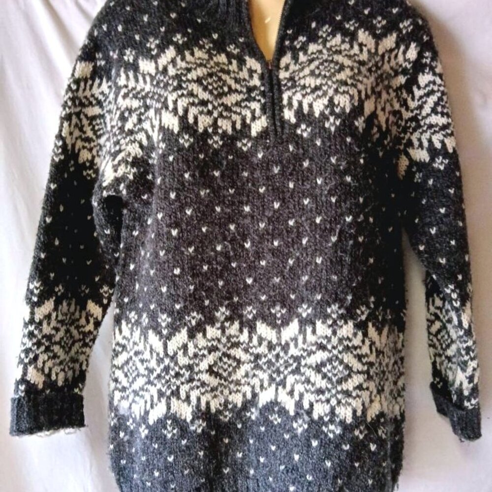 Women's Gray Wool Blend 1/2 Zip Sweater Size PM